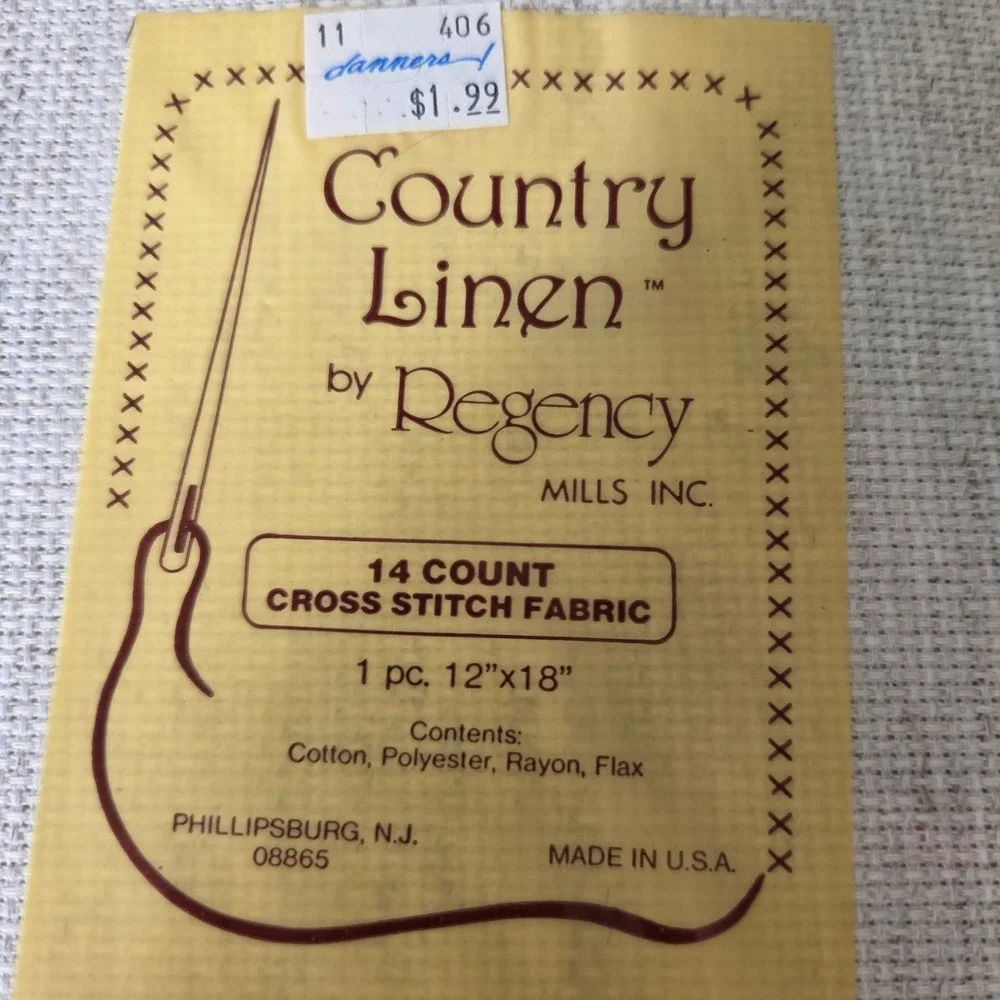 Regency Mills Cross Stitch‎ Fabric Lot 14 Count Country Linen Aida 12x18 Vintage